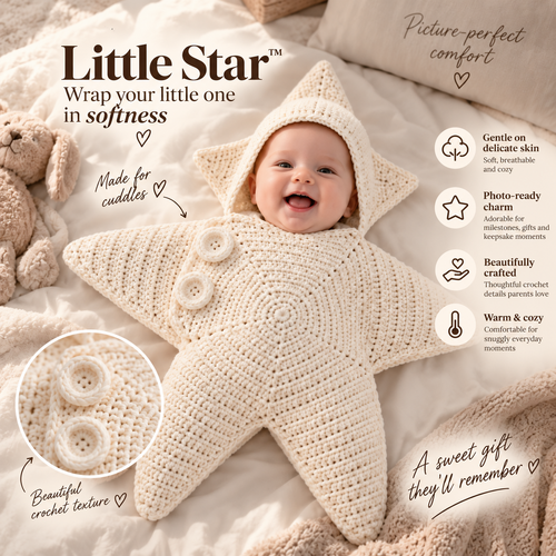 Little Star crochet baby outfit in beige