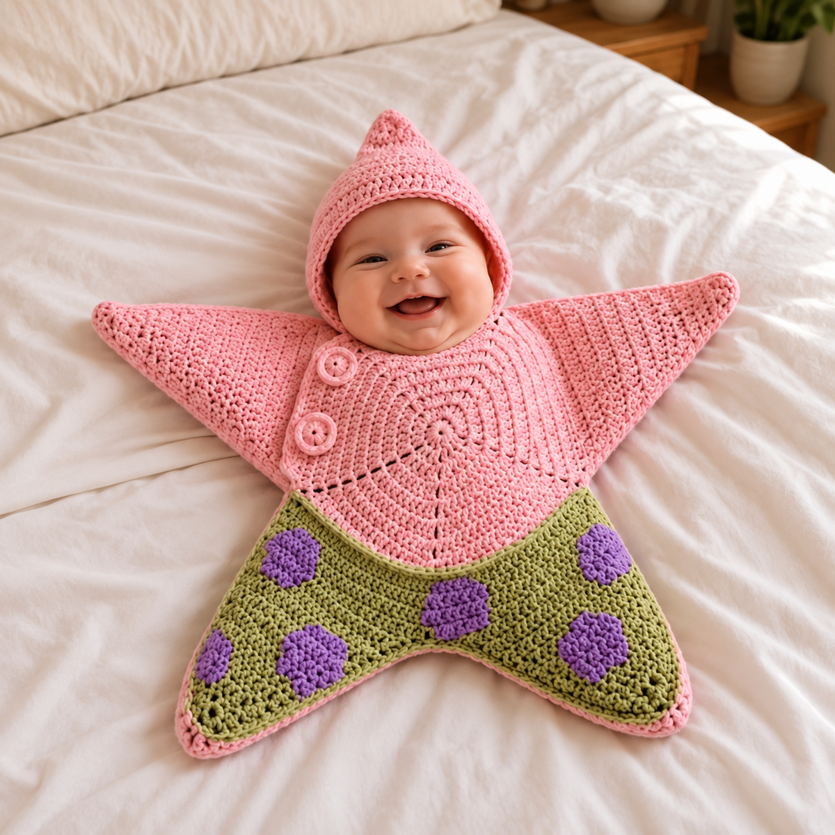 Little Star Patrick Star crochet baby outfit