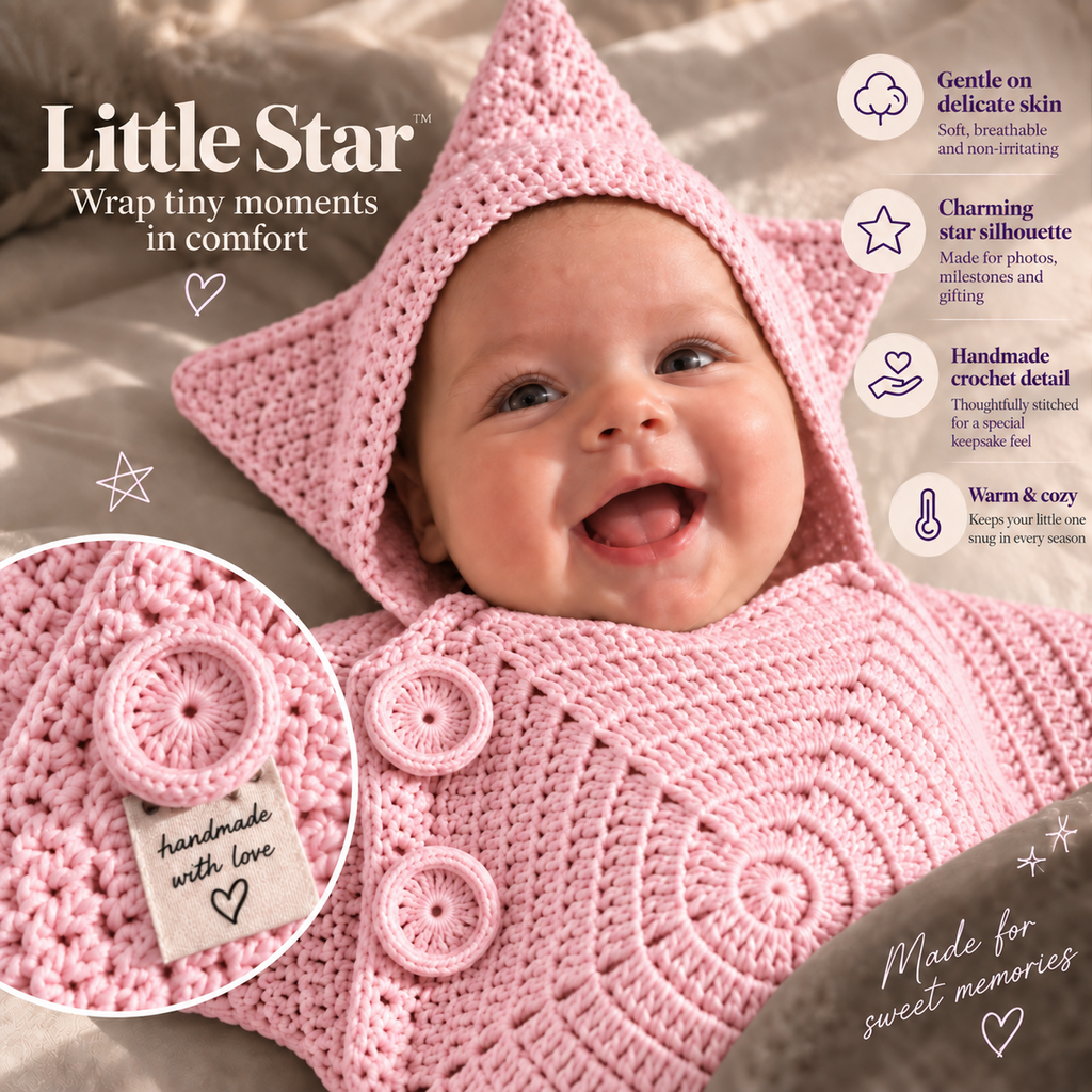 Little Star crochet baby outfit in pink