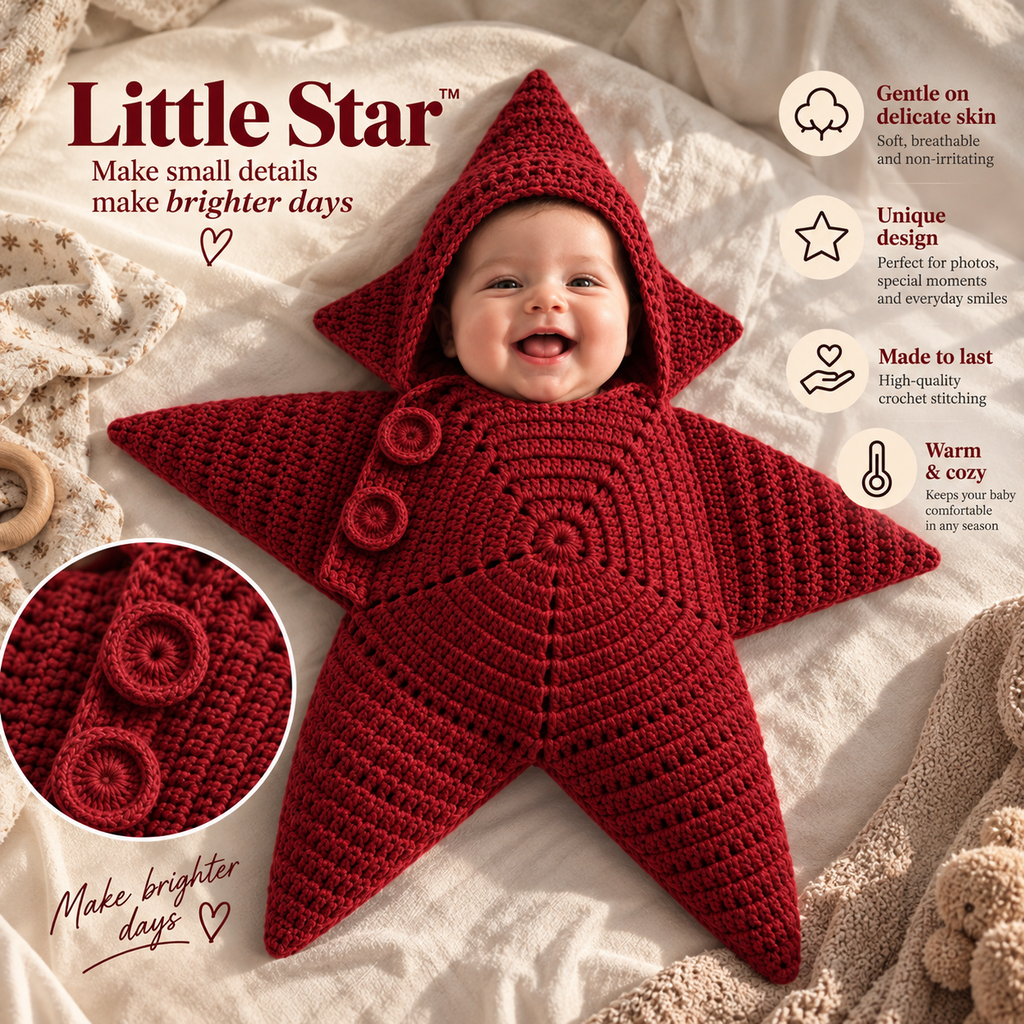 Little Star crochet baby outfit in red